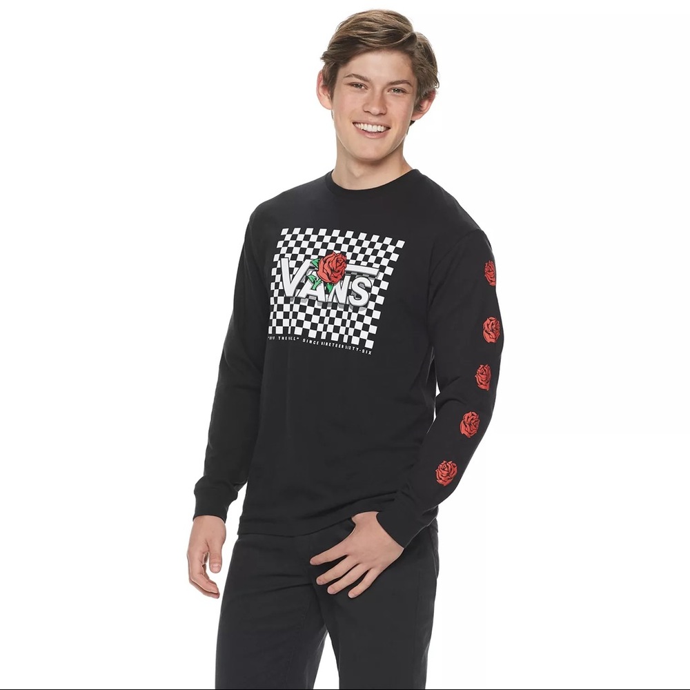 VANS checkered roses long sleeve XL